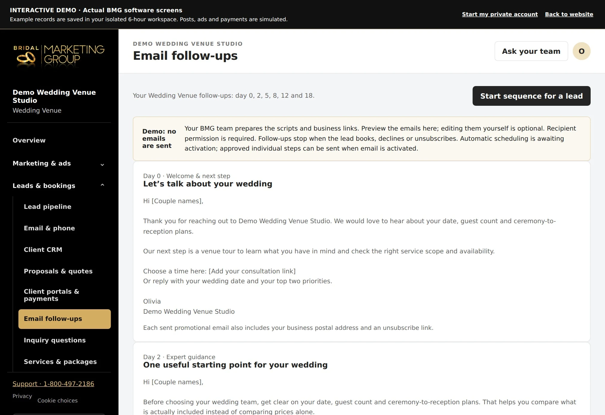 Actual inquiry follow-up email workflow