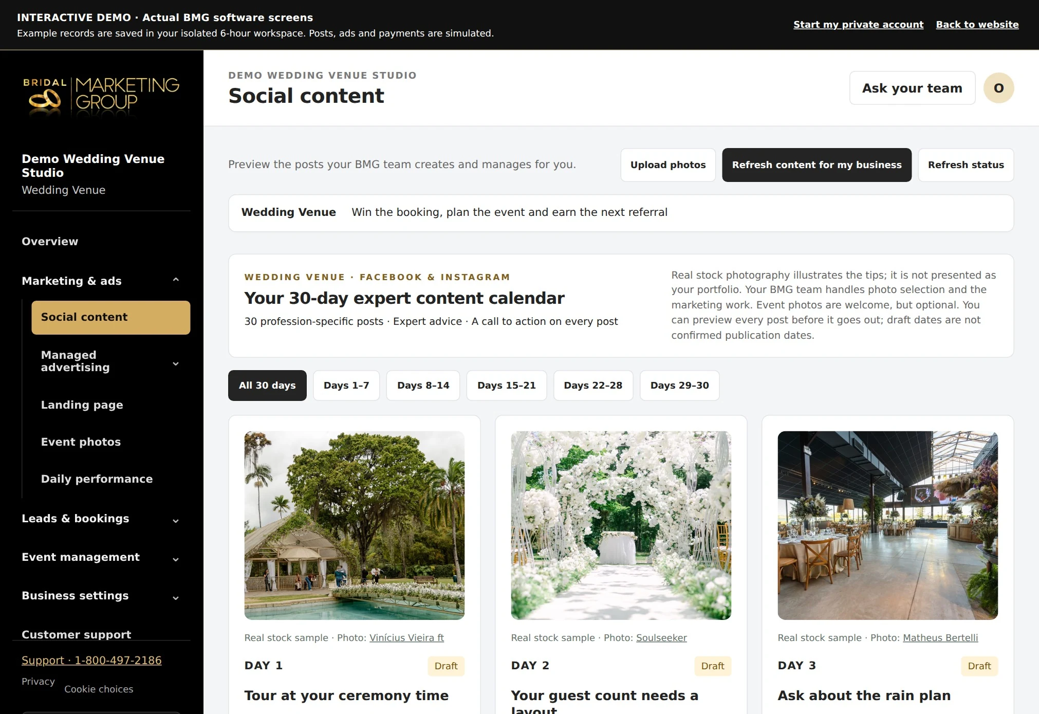 Actual WeWed.io marketing studio with modern social content